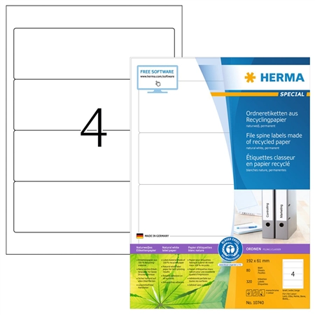 Een herma ordnerrug-etiketten recycling 192x61 mm 20 bl. koop je bij NiceSupplies.nl