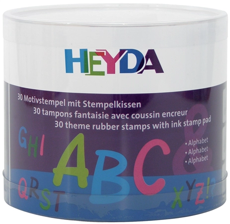 Een heyda motief stempel-set alfabet in doorzichtig doosje koop je bij NiceSupplies.nl