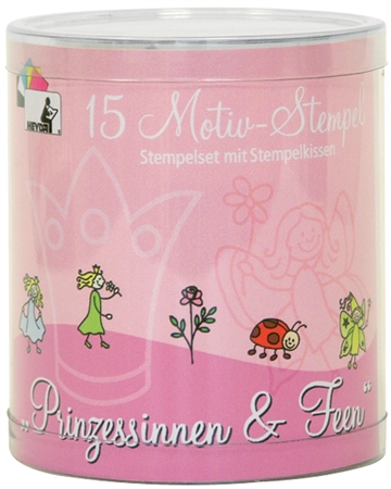 Een heyda motief stempel-set prinsessen en feen rond doosje koop je bij NiceSupplies.nl