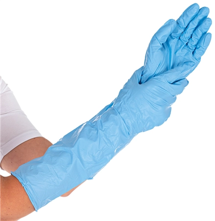 Een hygostar nitril-handschoen extra safe superlong l blauw koop je bij NiceSupplies.nl