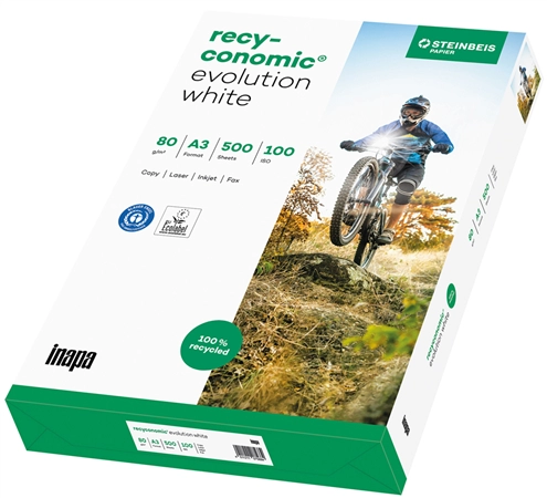 Een inapa kopieerpapier recyconomic evolution white a3 koop je bij NiceSupplies.nl