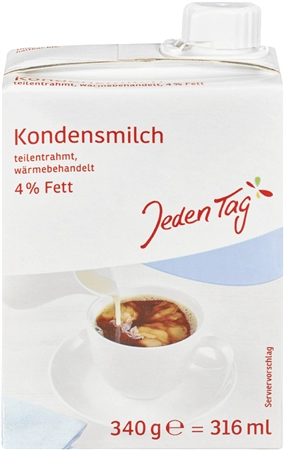 Een jeden tag kondensmelk delenntrahmt 4% fett 340 g 316ml koop je bij NiceSupplies.nl