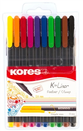 Een kores fijnschrijver k-liner schrijfbreedte 0 4mm 4 stuks etui koop je bij NiceSupplies.nl