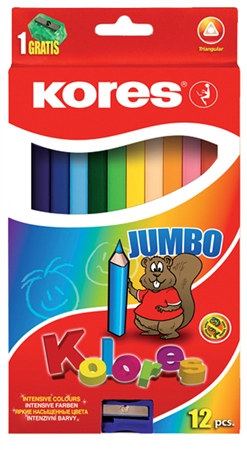 Een kores kleurpotloden jumbo 12 stuks kartonnen etui koop je bij NiceSupplies.nl