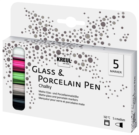 Een kreul glas en porcelein pen chalky 5 stuks-set koop je bij NiceSupplies.nl