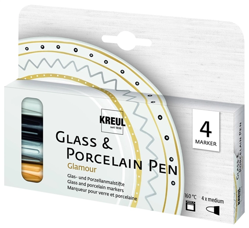 Een kreul glas en porcelein pen glamour 4 stuks-set koop je bij NiceSupplies.nl