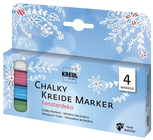 Een kreul krijtmarker chalky medium 4 stuks set vensterdeko koop je bij NiceSupplies.nl