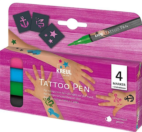 Een kreul tattoo pen 4 stuks-set anker ster schmetterling koop je bij NiceSupplies.nl