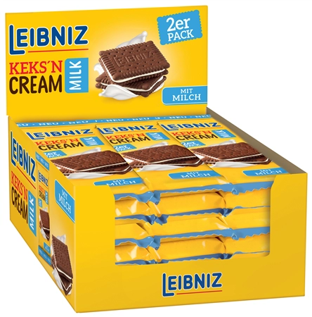 Een leibniz dubbele keks keks'n cream milk 2 stuks in display koop je bij NiceSupplies.nl