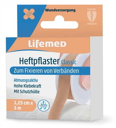 Een lifemed hechtpleister classic huidkleur 125mmx5-0 m koop je bij NiceSupplies.nl