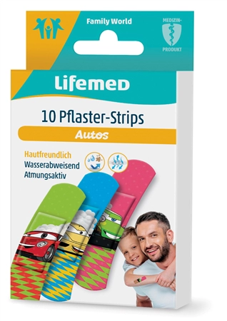 Een lifemed kinder-pleister-strips autos 10 stuks koop je bij NiceSupplies.nl