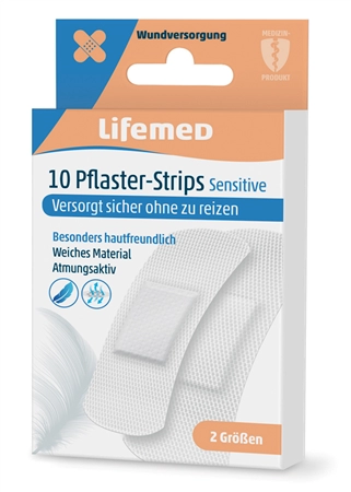 Een lifemed pleister-strips sensitive wit 10 stuks koop je bij NiceSupplies.nl