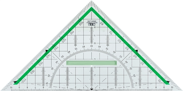 Een m+r geodriehoek 'green line' hypotenusa: 230 mm glashelder koop je bij NiceSupplies.nl