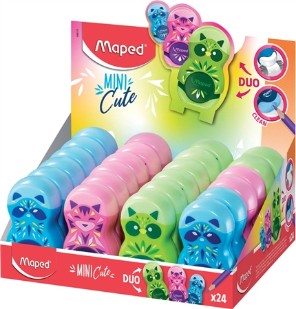 Een maped gum-spitzer-combi loopy mini cute 24 stuks display koop je bij NiceSupplies.nl