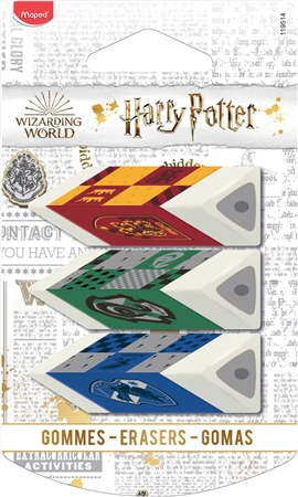 Een maped kunststof-gum pyramide harry potter 3 stuks blister koop je bij NiceSupplies.nl