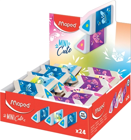 Een maped kunststof-gum pyramide mini cute 24 stuks display koop je bij NiceSupplies.nl