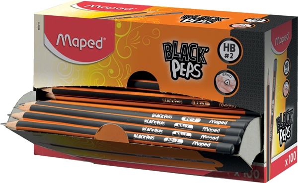 Een maped potlood blakpeps hardheid hb 100 stuks displaybox koop je bij NiceSupplies.nl