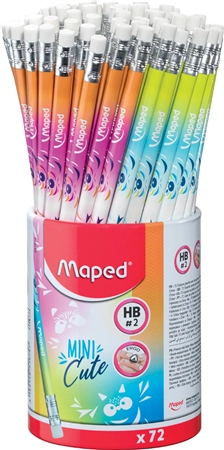 Een maped potlood mini cute met gum hb 72 stuks koker koop je bij NiceSupplies.nl