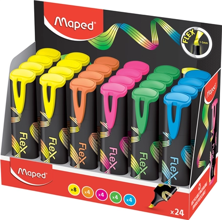 Een maped tekstmarker flex flexible punt 24 stuks display koop je bij NiceSupplies.nl