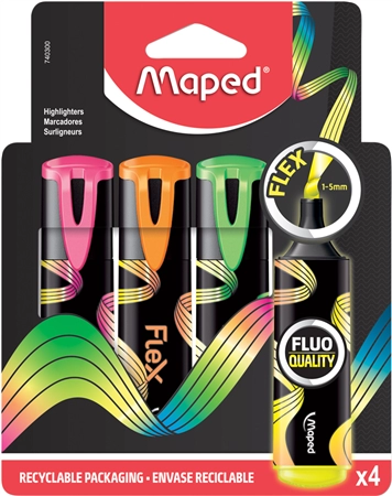 Een maped tekstmarker flex flexible punt 4 stuks kartonnen etui koop je bij NiceSupplies.nl