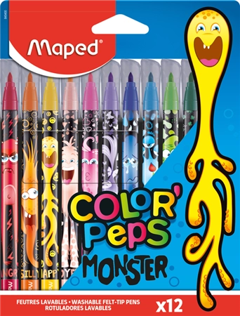 Een maped viltstift color'peps monster 12 stuks kartonnen etui koop je bij NiceSupplies.nl