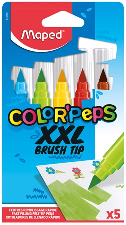 Een maped viltstift xxl color'peps brush tip 5 stuks kartonnen etui koop je bij NiceSupplies.nl