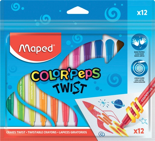 Een maped waskrijt color'peps twist 12 stuks polyzak koop je bij NiceSupplies.nl