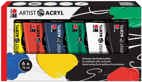 Een marabu acrylverf-set artist acryl 6x75 ml koop je bij NiceSupplies.nl