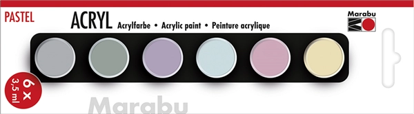 Een marabu acrylverf-set pastel 6x3,5 ml koop je bij NiceSupplies.nl