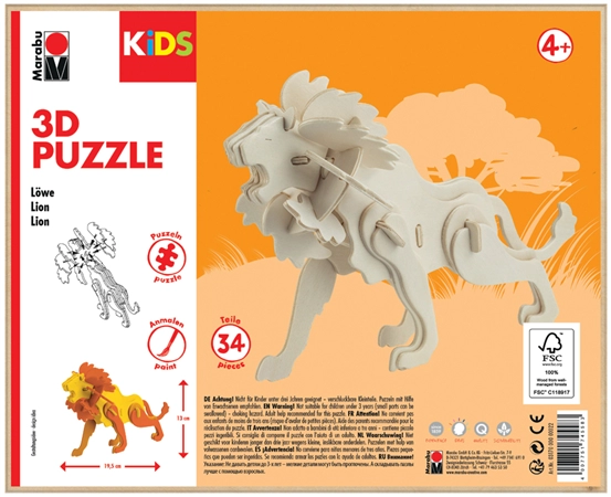 Een marabu kids 3d puzzle leeuw 34 delen koop je bij NiceSupplies.nl