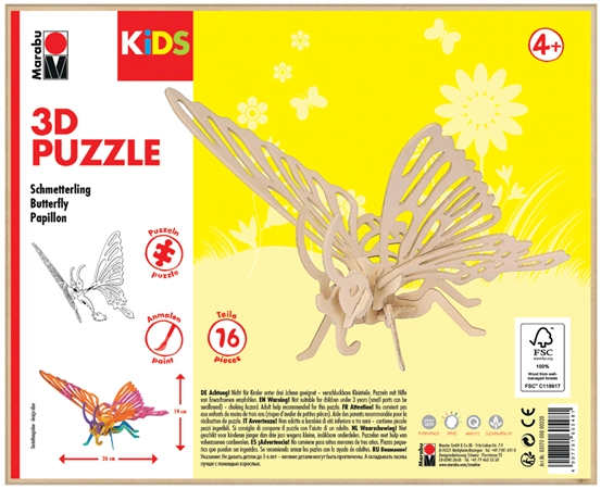 Een marabu kids 3d puzzle schmetterling 16 delen koop je bij NiceSupplies.nl