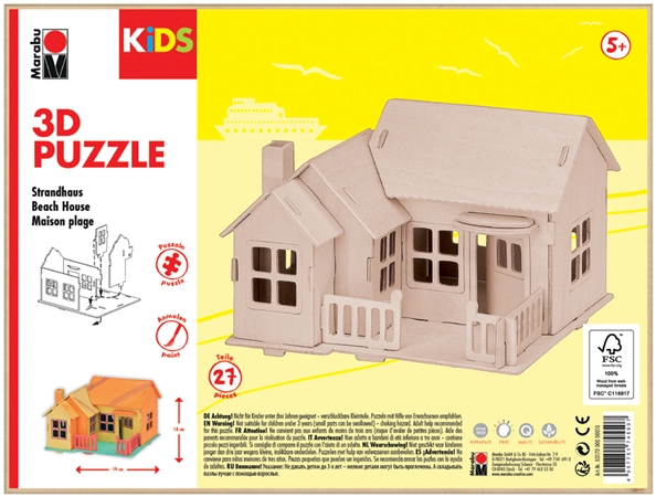 Een marabu kids 3d puzzle strandhuis 27 delen koop je bij NiceSupplies.nl