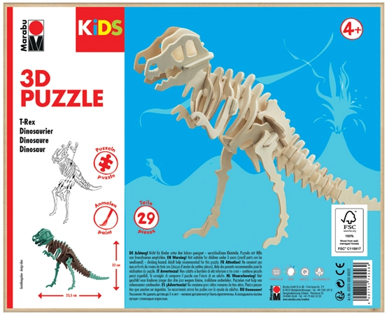 Een marabu kids 3d puzzle t-rex dinosaurier 29 delen koop je bij NiceSupplies.nl