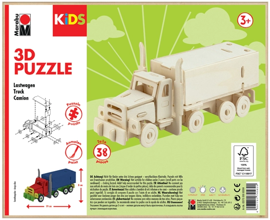 Een marabu kids 3d puzzle truck-lastwagen 38 delen koop je bij NiceSupplies.nl