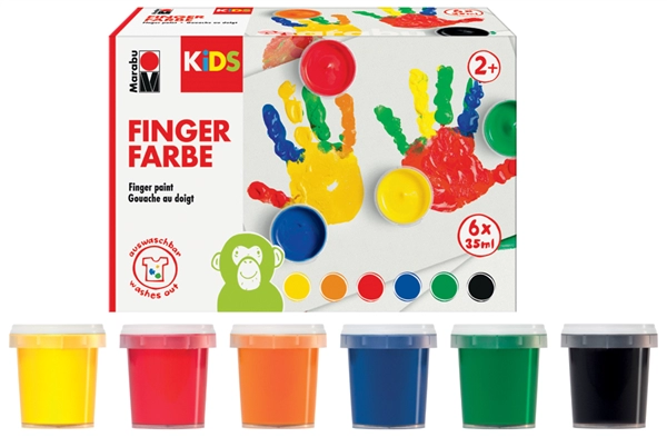 Een marabu kids vingerverf 35 ml 6 stuks set assortie kleuren koop je bij NiceSupplies.nl