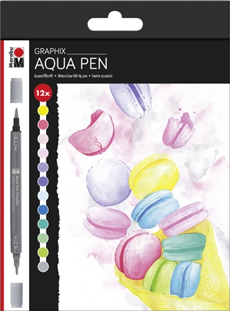 Een marabu penseelstift aqua pen graphix ice ice baby 12 stuks etui koop je bij NiceSupplies.nl