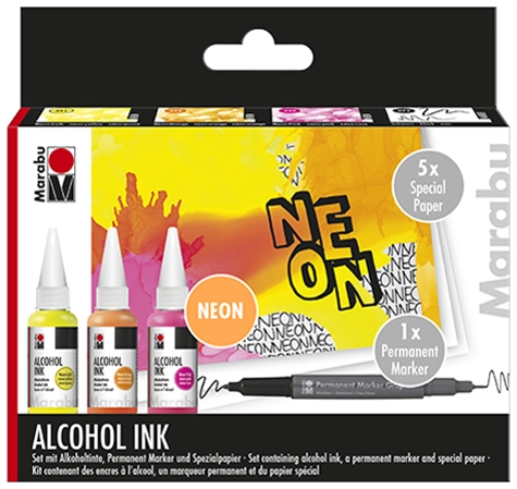 Een marabu permanente inkt alcohol ink set neon koop je bij NiceSupplies.nl