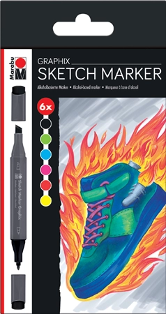 Een marabu sketch-marker graphix heat 6 stuks etui koop je bij NiceSupplies.nl