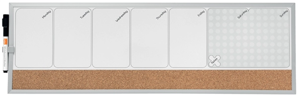 Een nobo combi-weekplanner whiteboard/kork (b)585x(h)190 mm koop je bij NiceSupplies.nl