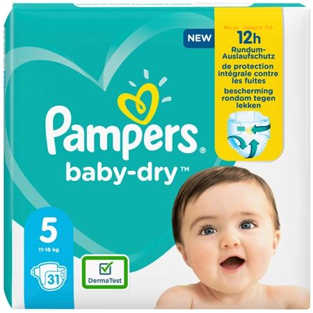 Een pampers luiers baby-dry formaat 8 extra large 17+ kg koop je bij NiceSupplies.nl