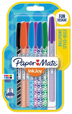 Een papermate balpen inkjoy wrap 100 8stuks blister koop je bij NiceSupplies.nl