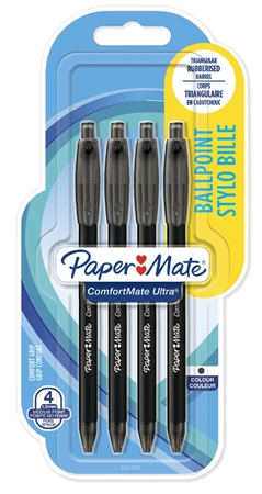 Een papermate balpen met drukknop comfortmate ultra 4 stuks koop je bij NiceSupplies.nl