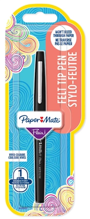 Een papermate fijnschrijver flair 1stuk blister zwart koop je bij NiceSupplies.nl