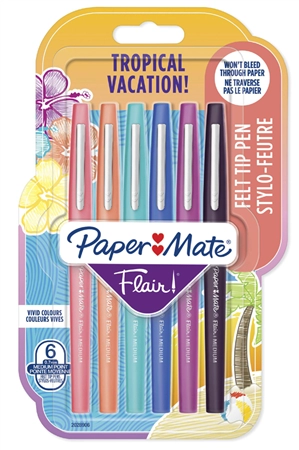 Een papermate viltstift flair tropical vacation 6 stuks koop je bij NiceSupplies.nl