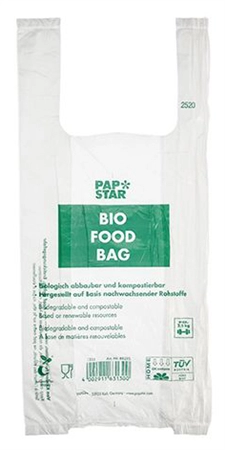 Een papstar hemdtasje-draagtas van bio-folie transparant koop je bij NiceSupplies.nl