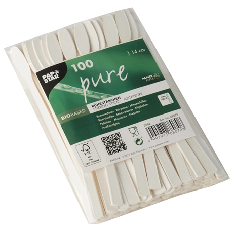 Een papstar papier-roerstaafje pure lengte: 140 mm wit koop je bij NiceSupplies.nl