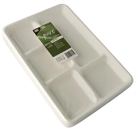 Een papstar rietsuiker-menu-tray pure 5-geteilt wit koop je bij NiceSupplies.nl