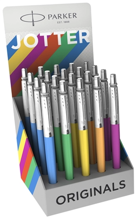 Een parker balpen met drukknop jotter originals 20 stuks display koop je bij NiceSupplies.nl