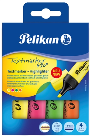 Een pelikan tekstmarker 490 6 stuks etui kleuren assorti koop je bij NiceSupplies.nl