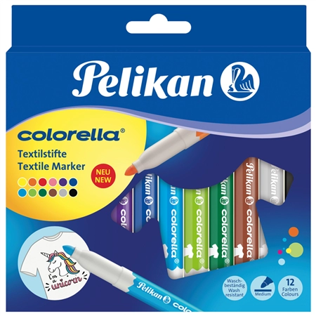 Een pelikan textielstift colorella 12 stuks kartonnen etui koop je bij NiceSupplies.nl